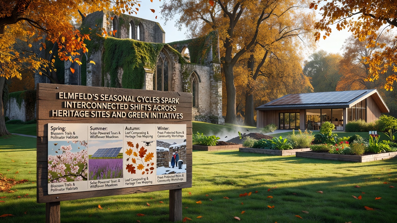 Volunteers planting native species near Elmfeld heritage buildings during coordinated seasonal maintenance